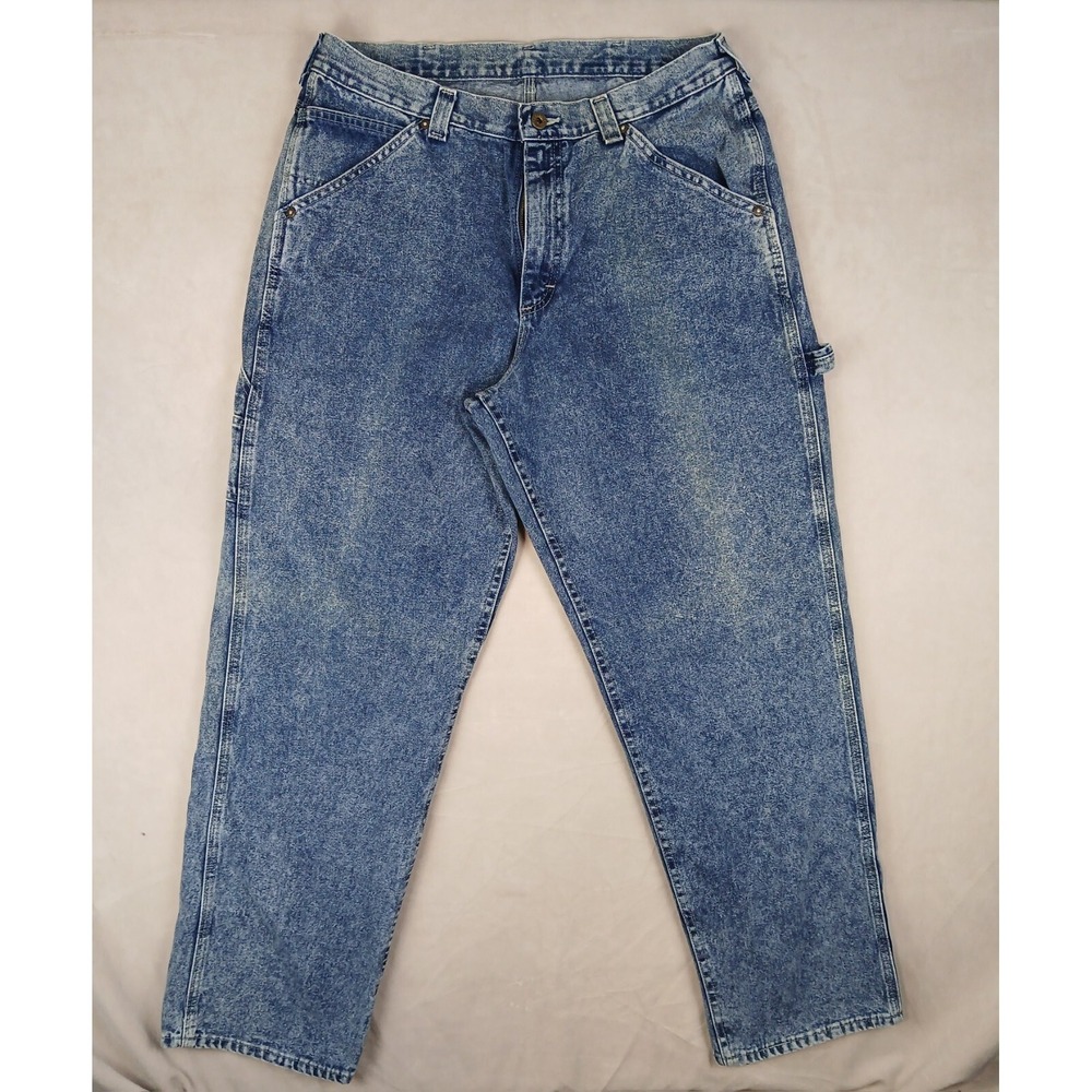 VTG Lee Dungarees 36x32 (Actual 34x32) 80s USA Acid Stone Wash Baggy Wide